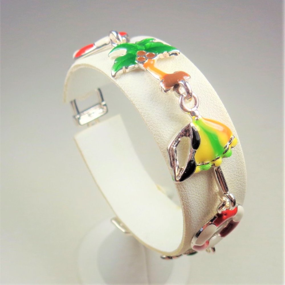NAUTICAL THEME UMBRELLA & PALM TREES SEA BRACELET